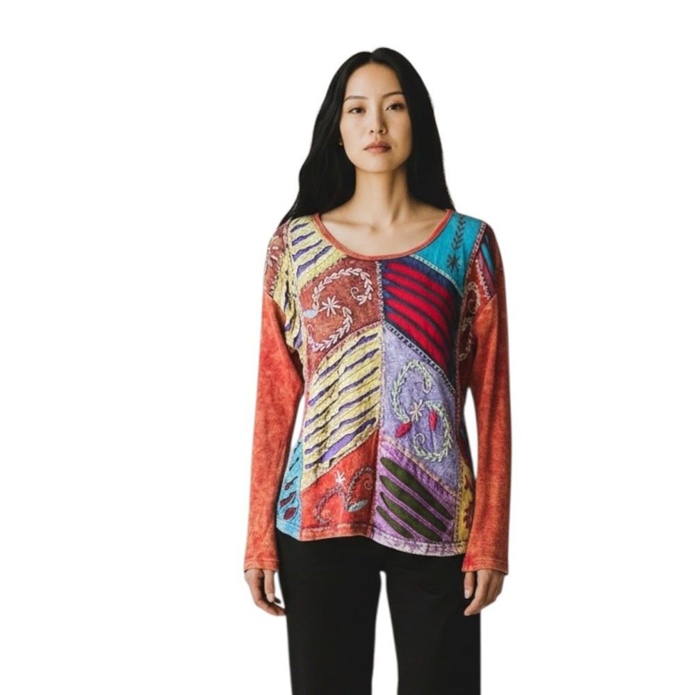 Rising International Boho Patchwork Colorful Hipp… - image 1